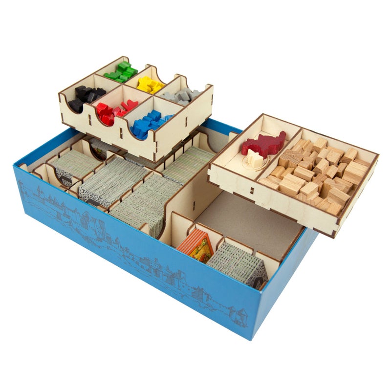 The Broken Token Board Game Organizer - Carcassonne Compatible Wood Storage Box with Multiple Trays, Rows and Dividers - Image 4